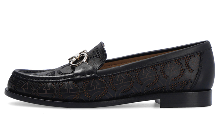 (W) FERRAGAMO Leather Loafer 'Logo Gancini Buckle Black'