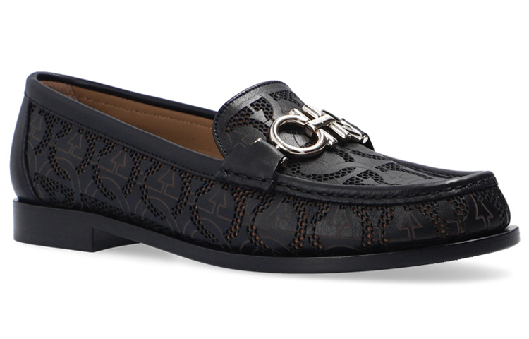 (W) FERRAGAMO Leather Loafer 'Logo Gancini Buckle Black' 圖 2