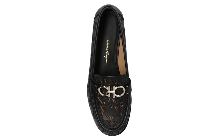 (W) FERRAGAMO Leather Loafer 'Logo Gancini Buckle Black' 圖 4