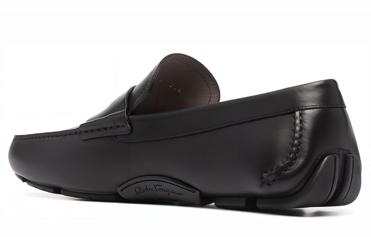 (W) FERRAGAMO Leather Loafers 'Black' 圖 5