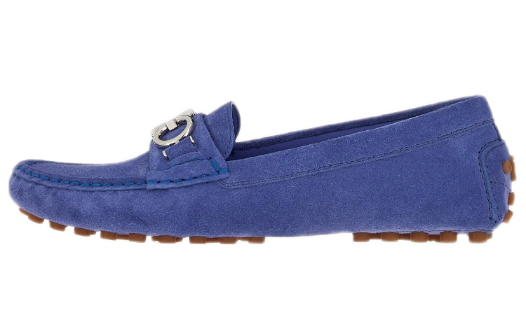 (W) FERRAGAMO Leather Loafers 'Blue Buckle'