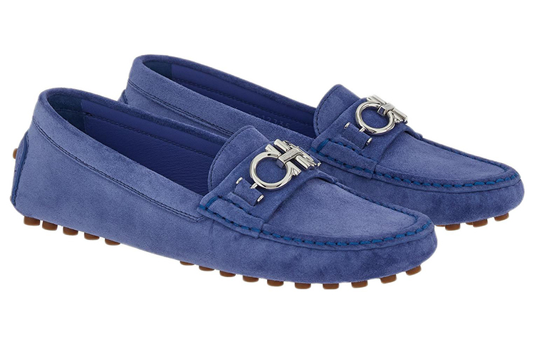 (W) FERRAGAMO Leather Loafers 'Blue Buckle' 圖 2