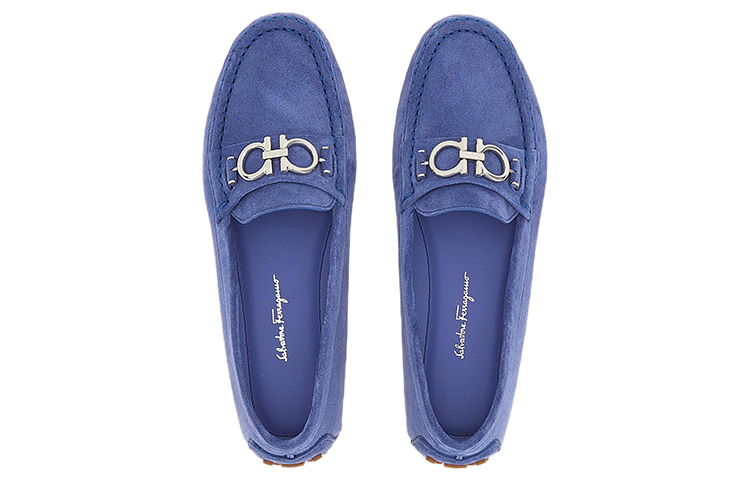 (W) FERRAGAMO Leather Loafers 'Blue Buckle' 圖 3