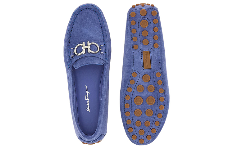 (W) FERRAGAMO Leather Loafers 'Blue Buckle' 圖 5