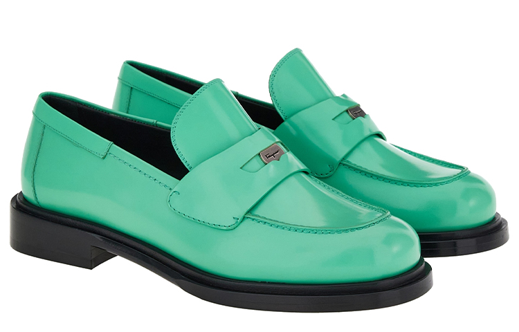 (W) FERRAGAMO Leather Loafers 'Light Aqua Green' 圖 2