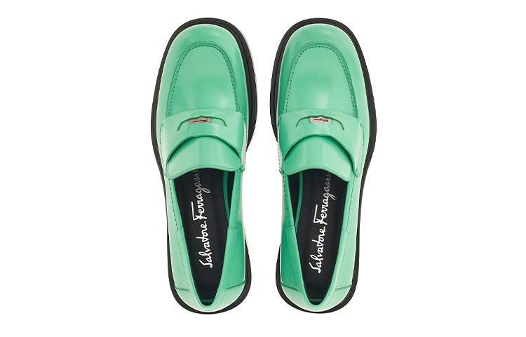 (W) FERRAGAMO Leather Loafers 'Light Aqua Green' 圖 3