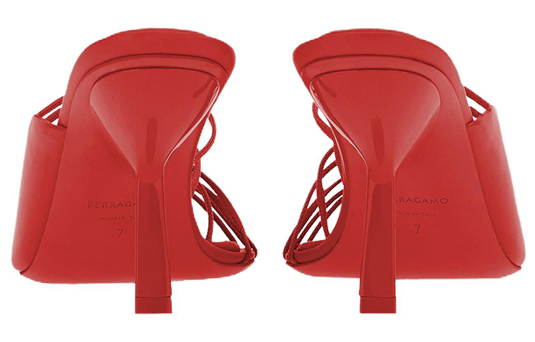 (W) FERRAGAMO Leather Mini Bow Sandal 'Red Fashion' 圖 4