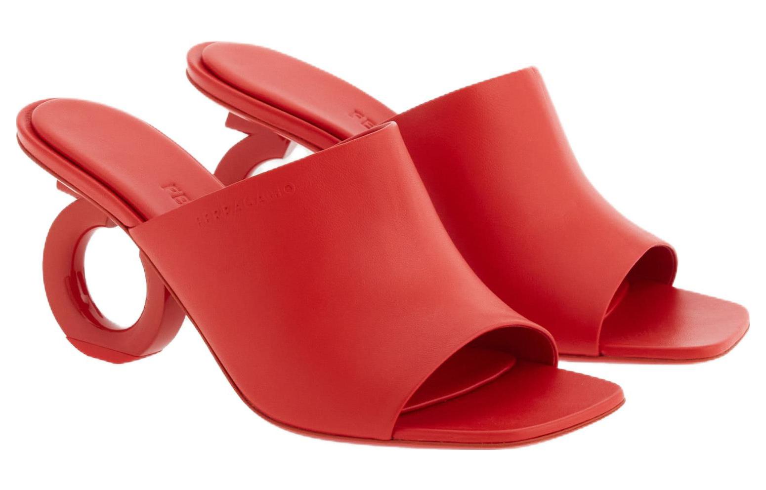 Order (W) FERRAGAMO Mule en Cuir Bout Rond Talons Hauts ''Mode Rouge'' 01F613-761359