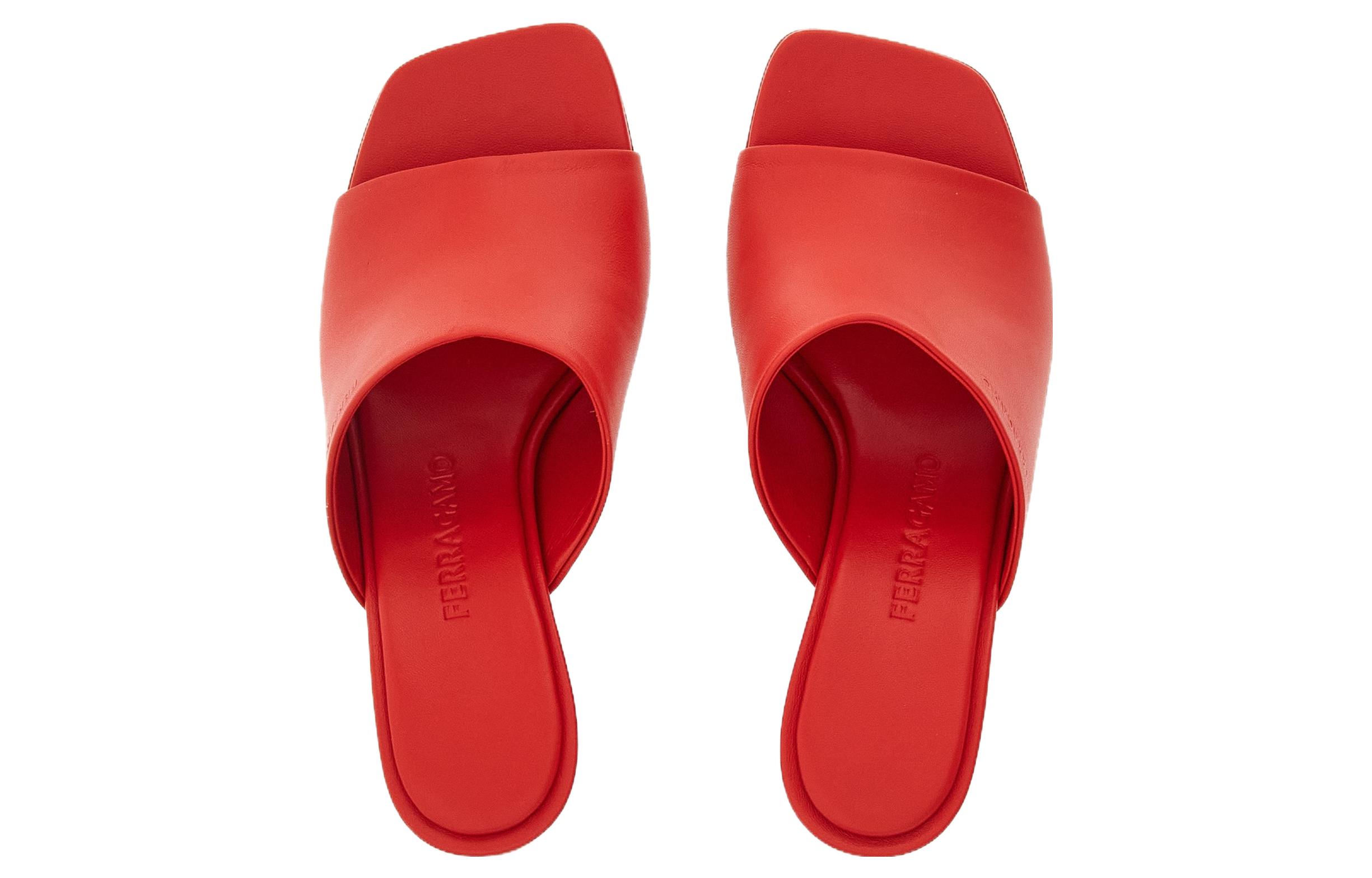 Lookbook (W) フェラガモ レッドファッション レザー ハイヒールミュール 01F613-761359