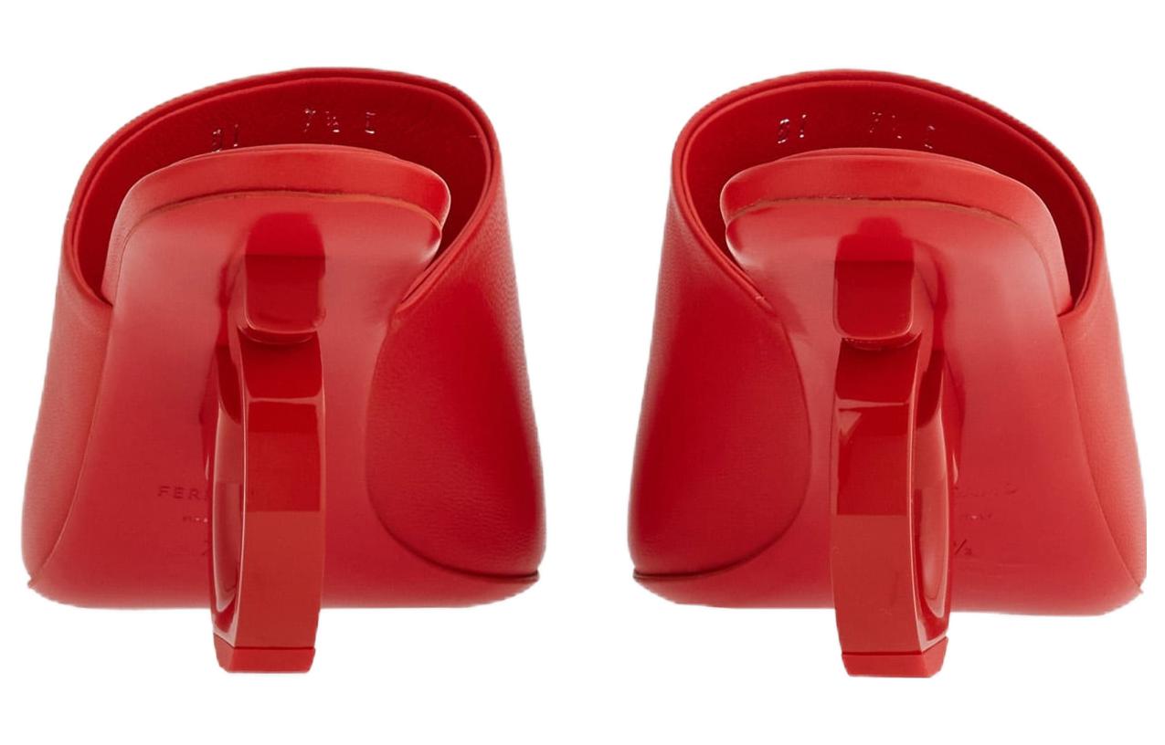 Shop (W) FERRAGAMO Mule en Cuir Bout Rond Talons Hauts ''Mode Rouge'' 01F613-761359