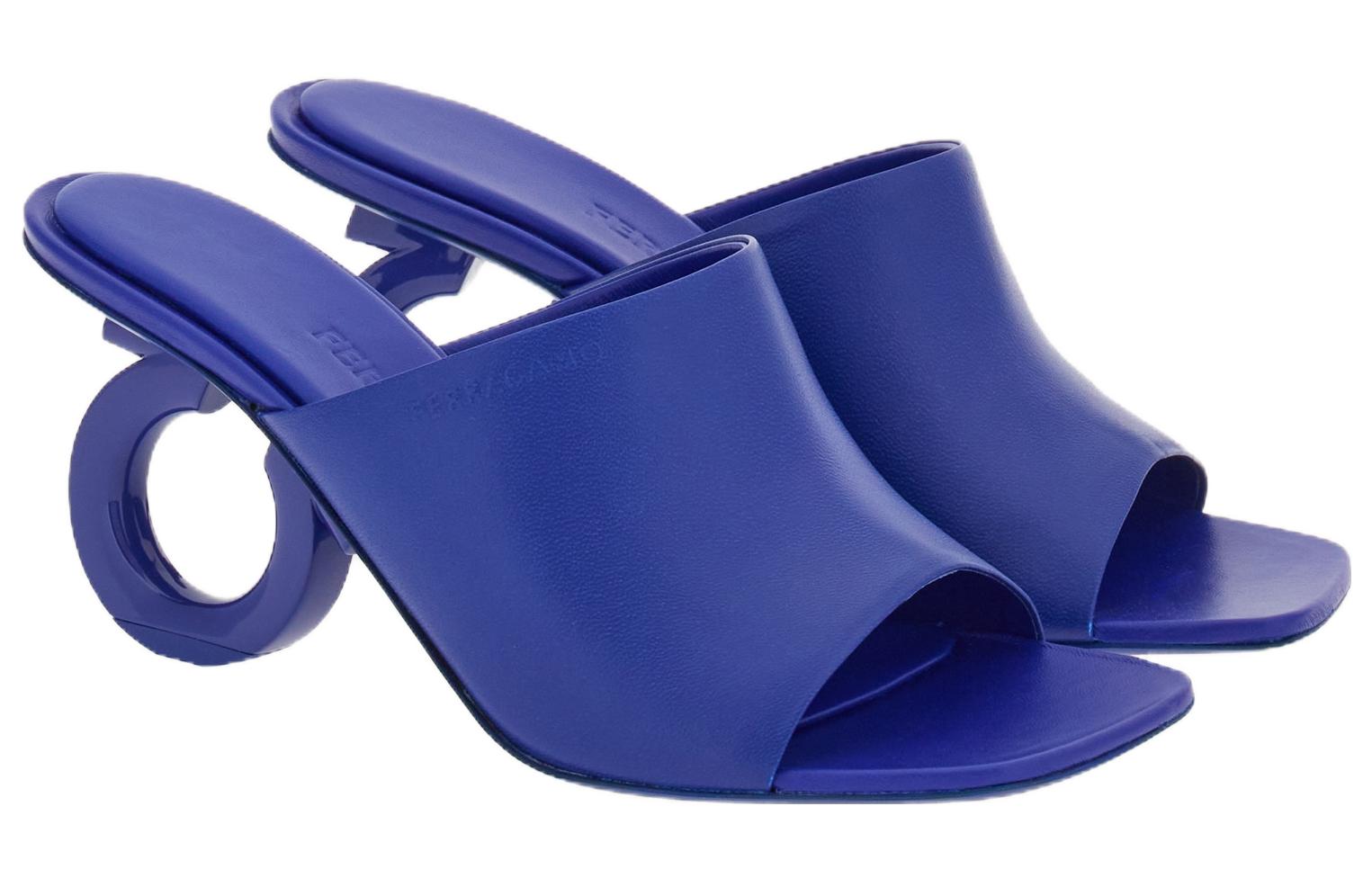 Order (W) FERRAGAMO Mules de Cuero 'Azul Punta Cuadrada Confort' 01F613-765906