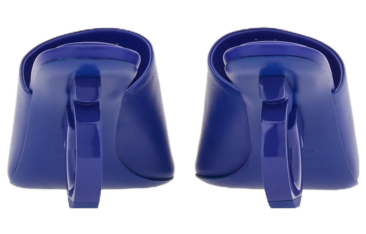 Shop (W) FERRAGAMO Mules de Cuero 'Azul Punta Cuadrada Confort' 01F613-765906