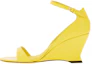 Buy (W) FERRAGAMO Leder Sandalen Gelb mit Offener Spitze und Schnallenriemen 01G484-766347