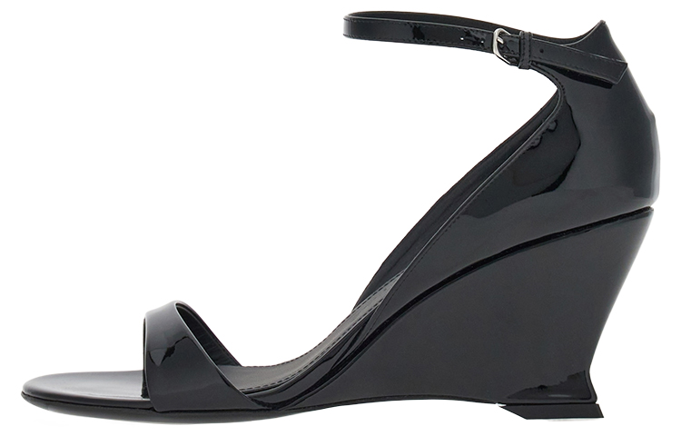 (Women) FERRAGAMO Vidette Patent Leather Wedge Sandals 'Black' 01G484-766344