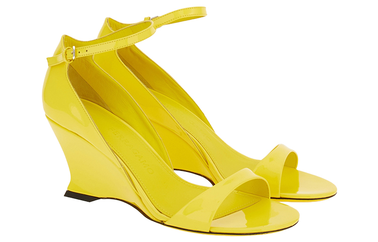 Order (W) FERRAGAMO Leder Sandalen Gelb mit Offener Spitze und Schnallenriemen 01G484-766347