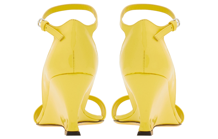 Shop (W) FERRAGAMO Leder Sandalen Gelb mit Offener Spitze und Schnallenriemen 01G484-766347