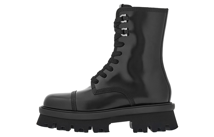 Buy (W) フェラガモ レザー 厚底ブーツ (黒) 01F701-763843