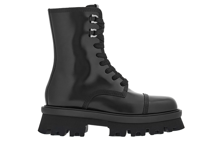 Order (W) フェラガモ レザー 厚底ブーツ (黒) 01F701-763843