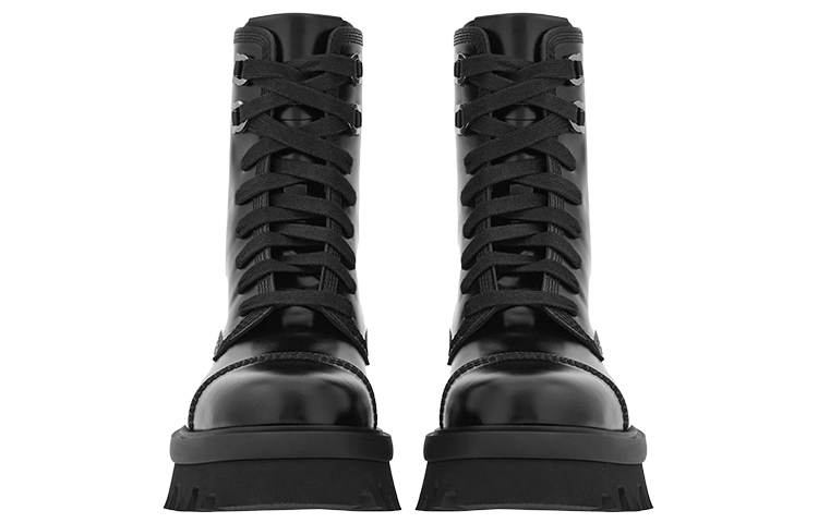 Shop (W) フェラガモ レザー 厚底ブーツ (黒) 01F701-763843