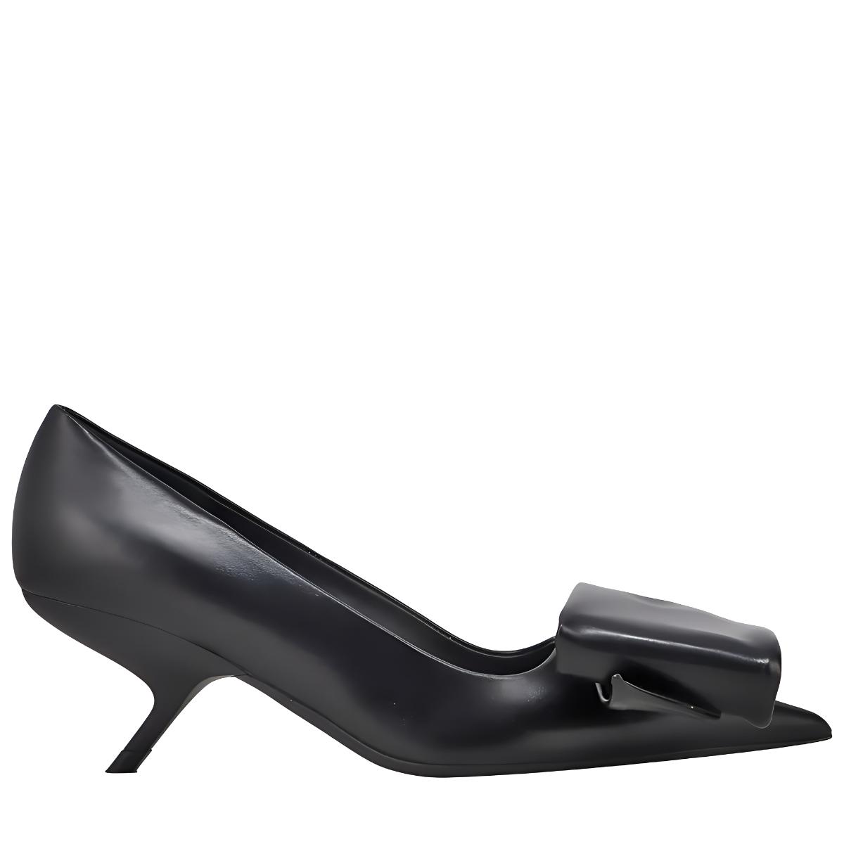 (W) FERRAGAMO Leather Pointed-Toe Pumps 'Black' 圖 2