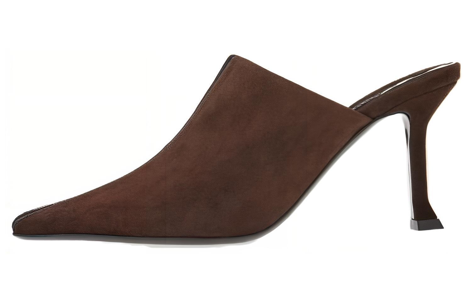 (Women) FERRAGAMO Leather Pointed Toe Mule 'Brown' 01G343-766422