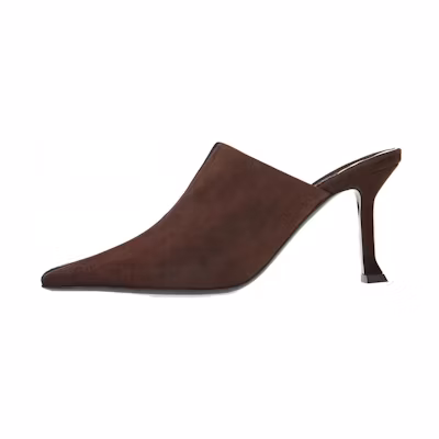 (W) FERRAGAMO Leather Pointed Toe Mule 'Brown'