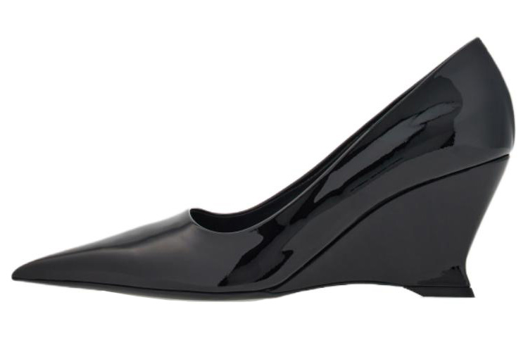 Buy FERRAGAMO菲拉格夢 皮革 尖頭套穿 坡跟 高跟鞋 7cm 女款 黑色