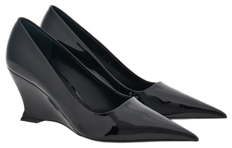 Order FERRAGAMO菲拉格夢 皮革 尖頭套穿 坡跟 高跟鞋 7cm 女款 黑色