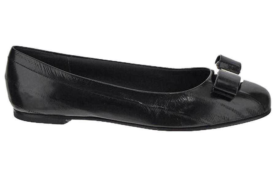 (W) FERRAGAMO Leather Round-Toe Slip-On 'Black' 圖 2