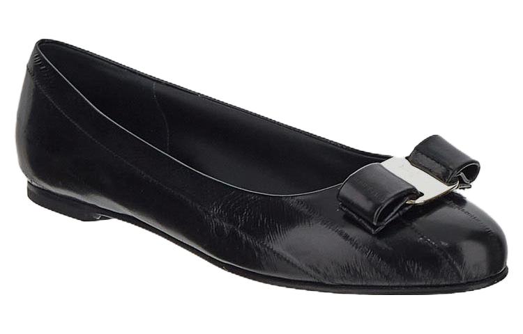 (W) FERRAGAMO Leather Round-Toe Slip-On 'Black' 圖 3