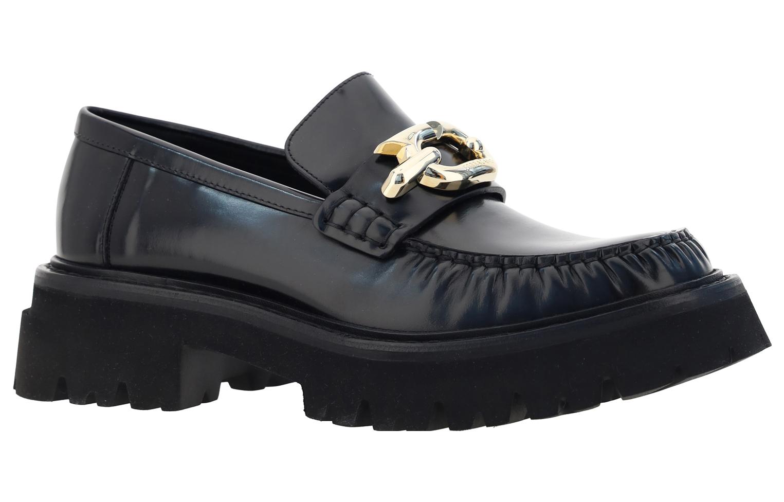 (W) FERRAGAMO Leather Round Toe Loafer 'Black Classic' 圖 4