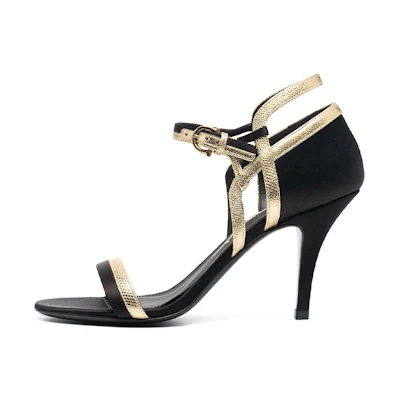 (W) FERRAGAMO Leather Satin Sandal 'Black Summer'
