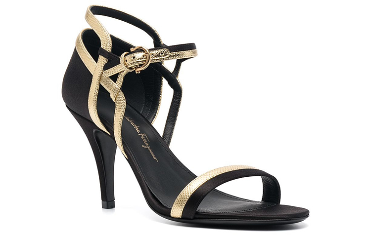 (W) FERRAGAMO Leather Satin Sandal 'Black Summer' 圖 2