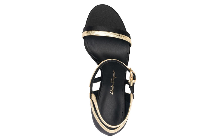 (W) FERRAGAMO Leather Satin Sandal 'Black Summer' 圖 3