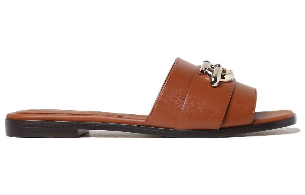 Order FERRAGAMO菲拉格慕 皮革 舒適休閒 一字拖鞋 2cm 女款 棕色