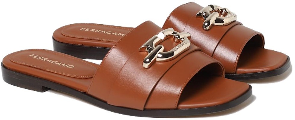 FERRAGAMO菲拉格慕 皮革 舒適休閒 一字拖鞋 2cm 女款 棕色 Lookbook FERRAGAMO菲拉格慕 皮革 舒適休閒 一字拖鞋 2cm 女款 棕色