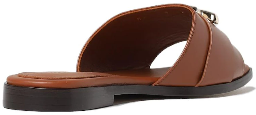 FERRAGAMO菲拉格慕 皮革 舒適休閒 一字拖鞋 2cm 女款 棕色 Shop FERRAGAMO菲拉格慕 皮革 舒適休閒 一字拖鞋 2cm 女款 棕色