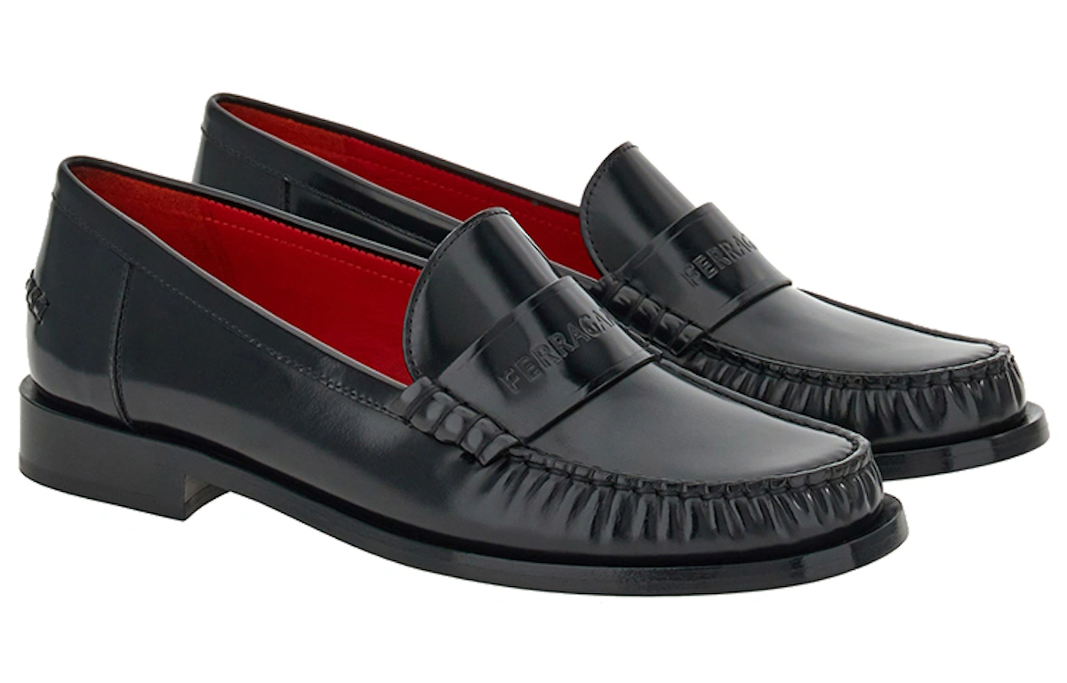 (Women) FERRAGAMO Leather Slip-On 'Black Logo'