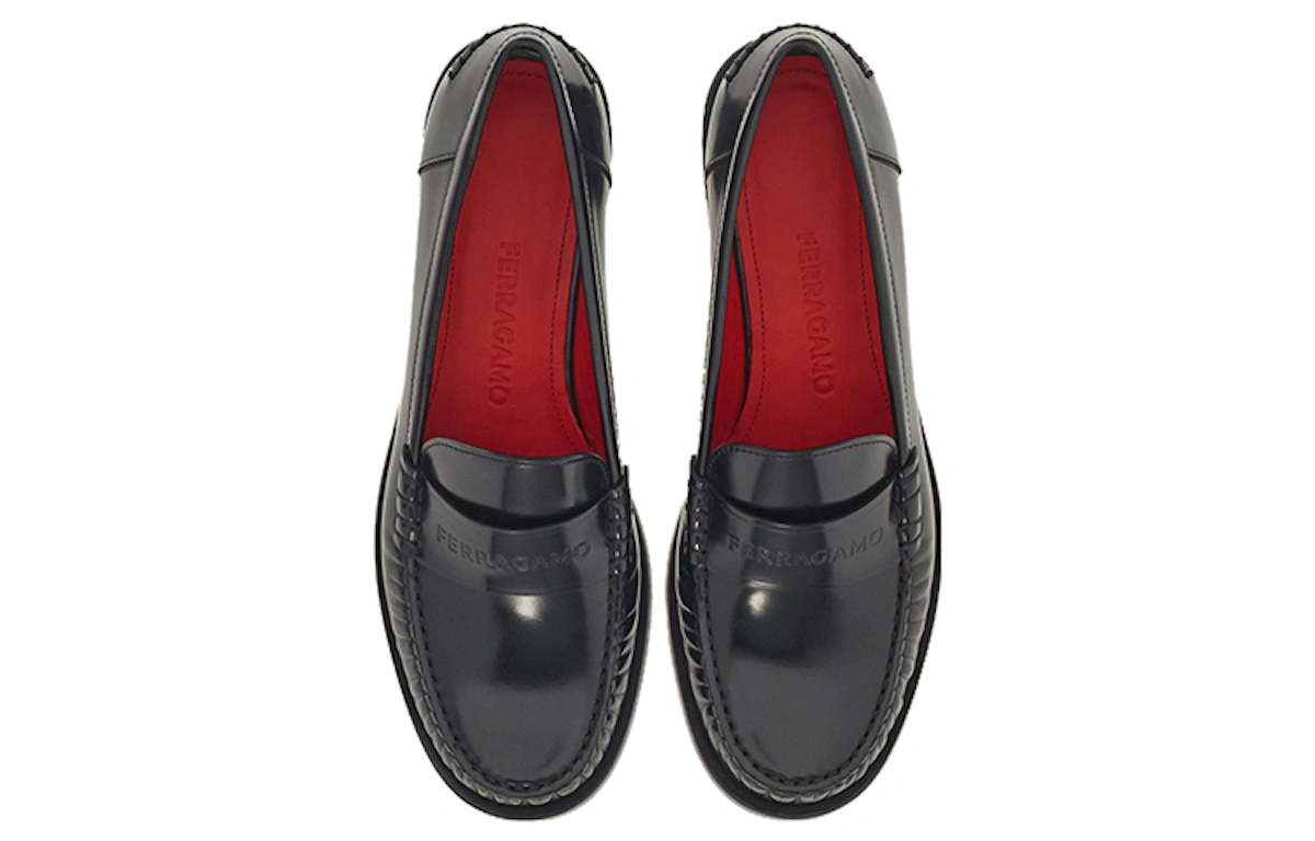 (Women) FERRAGAMO Leather Slip-On 'Black Logo'