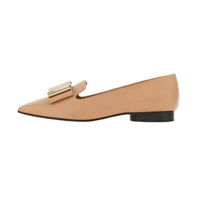 (W) FERRAGAMO Leather Slip-On 'Simple Brown'