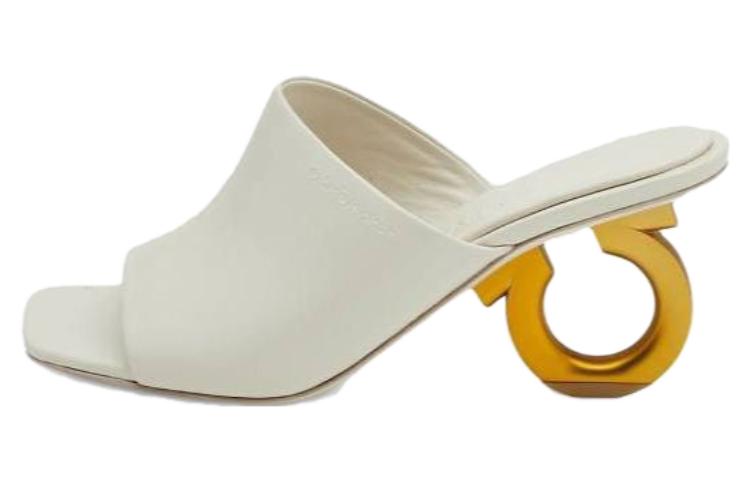(Women) FERRAGAMO Leather White 'Fashion Open Toe Slide' 01F969-763351