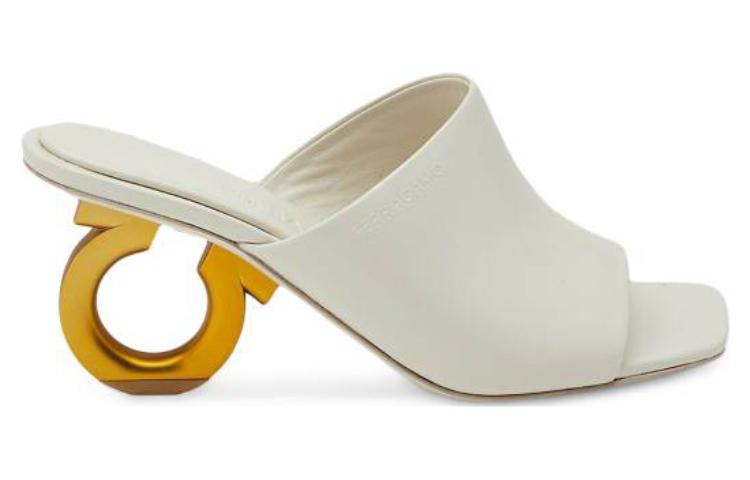 Order (W) フェラガモ レザー白 オープン トゥ サンダル 01F969-763351