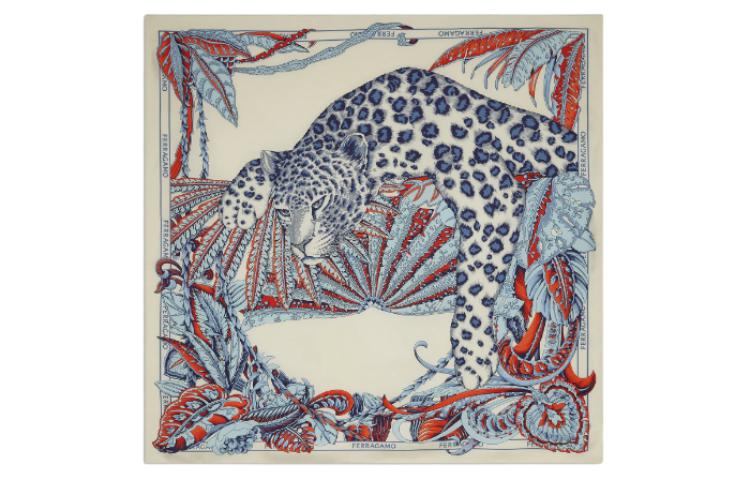 (Women) FERRAGAMO Leopard Print Silk Scarf for Women - Multicolor. 320830771270 圖 2