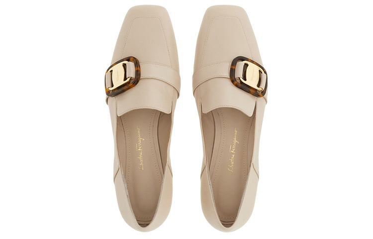 (W) FERRAGAMO Wang 10 Loafers White 'Beige' 圖 3