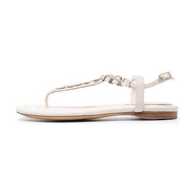 (W) FERRAGAMO Logo Chain-Strap Sandal 'White'