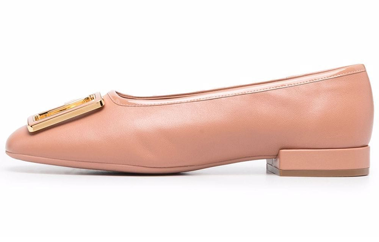 (Women) FERRAGAMO Logo Embossed Plaque Ballet Flats 'Pink' 0748874
