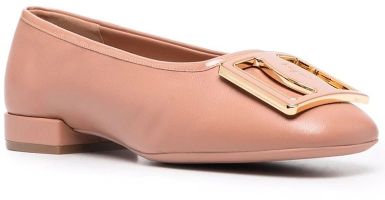 (W) FERRAGAMO Logo Timbul 'Pink' Plaque Flat 01C725-748874 Order (W) FERRAGAMO Logo Timbul 'Pink' Plaque Flat 01C725-748874