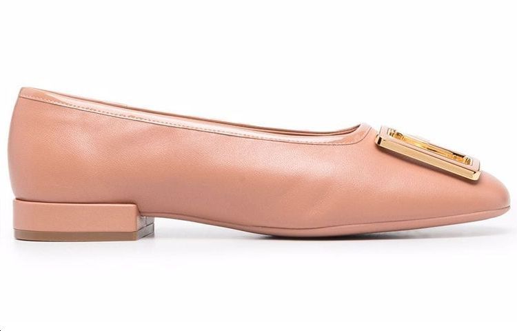 (W) FERRAGAMO Embossed-Logo Plaque Ballerina Shoes Pink 'Beige' 圖 2