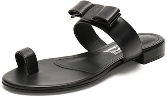 Ferragamo 費拉格莫 Louisa 羊皮蝴蝶結裝飾平底涼鞋 女款 黑色 Lookbook Ferragamo 費拉格莫 Louisa 羊皮蝴蝶結裝飾平底涼鞋 女款 黑色