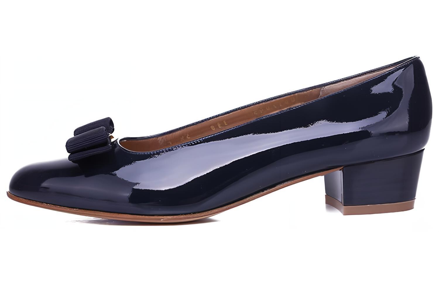 (Women) FERRAGAMO Low-Heel Bow Pump 'Deep Navy' 017468-531284